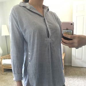 Women's Madewell Stripe Side Button Popover Shirt